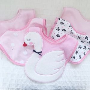 NWOT 5-Piece Pink Swan Bib Set by Bon Bebe